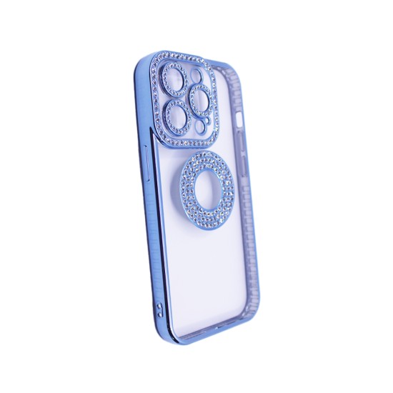 Soft Silicone Case with Diamond Design for Apple iPhone 14 Pro Max Blue